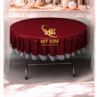 khăn bàn tròn 1.2m may đơn giản viền chân ren