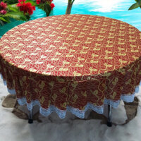 khăn bàn tròn kt 1.2m - xếp ly - viền chân ren kim tuyến