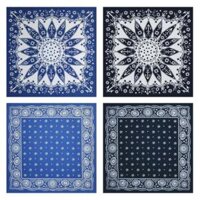 Khăn bandana họa tiết độc đáo - Khăn vuông cotton 100 55x55cm - BDN104 xanh đen