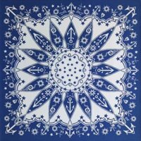 Khăn bandana họa tiết độc đáo - Khăn vuông cotton 100 55x55cm - BDN104 xanh dương