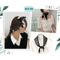 Khăn bandana lụa vuông 70x70 màu đen sọc trắng KLV 012 Lalisa Store