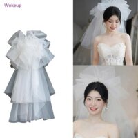 Khăn che mặt cô dâu Woke cho bữa tiệc độc thân Tấm che mặt cho đám cưới Mũ đội đầu tấm che mặt màu trắng