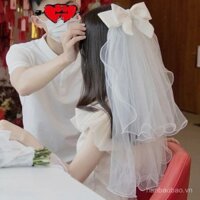 Khăn che mặt giấy chứng nhận nữ cô dâu bướm chụp ảnh cưới đạo cụ Cầu Hôn giấy chứng nhận đăng ký khăn che mặt nhỏ mẫu ngắn