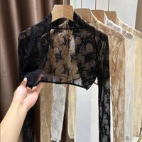 [Khăn choàng] Áo khoác cardigan nhỏ kiểu Pháp cho phụ nữ mùa hè, áo bảo vệ nắng khoét lỗ, ren kết hợp với đầm, áo dây