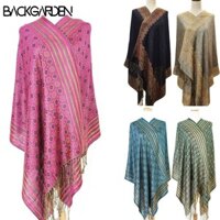 Khăn choàng BACKGARDEN, Khăn choàng dài Cashmere giả tua rua, Hijab mềm chống nắng thời trang