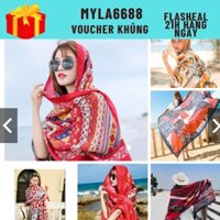Khăn choàng boho đi biển, khăn choàng thổ cẩm, phong cách vintage.QNA48