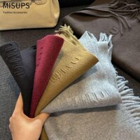 Khăn choàng Cashmere MISSIPS, Khăn len họa tiết chữ dày, Khăn choàng dài màu trơn mùa thu đông