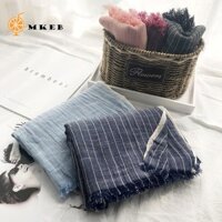 Khăn choàng Cashmere mùa đông MKEB, Khăn choàng xếp ly bằng vải lanh Cotton chống gió, Khăn quàng cổ Pashmina mềm mại thông thường chất lượng cao Khăn quàng cổ nam mùa đông thu đông