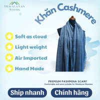 Khăn choàng Cashmere trơn màu xanh đậm  - Nhập khẩu Ấn Độ