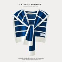 Khăn Choàng Cổ Giả Len Kẻ Sọc Màu Trắng Bảo Vệ Cổ Dùng Trong Phòng Điều Hòa