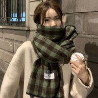 Khăn Choàng Cổ Họa Tiết Sọc Caro Phong Cách Retro Hàn Quốc