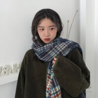 Khăn Choàng Cổ - Khăn Len Dạ Kẻ Caro Hai Mặt Cho Nam và Nữ Phong Cách Vintage Thời Trang Thu Đông - LN122 - HOTIVN