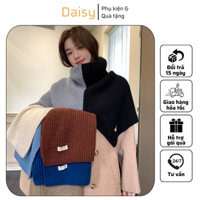 Khăn Choàng Cổ Len Hai Màu, Áo Choàng Len Unisex Họa Tiết Trơn Chất Liệu Dày Dặn Giữ Ấm Tốt - DAISY - LN094