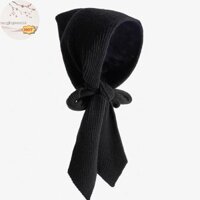 Khăn choàng có mũ trùm đầu YANGWEN Khăn quàng cổ dệt kim màu trơn mùa thu đông ấm áp.