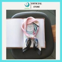 Khăn choàng cổ nữ, chất liệu lụa cao cấp 70x70cm-CHỌN MẪU- Khăn lụa quàng cổ, khăn Turban vuông biến hóa nhiều kiểu - Hồng