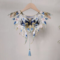 Khăn choàng công thêu màu xanh hoàng gia Hanfu Trang trí