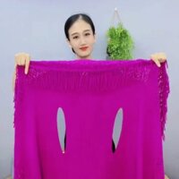 Khăn choàng đa dạng Thu Đông Dài Màu Trơn Len Đa Năng Phong Cách Phương Tây Tất Cả Trận Đấu Khăn Tua Rua Ấm Khăn Ma Thuật