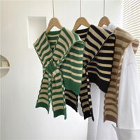 Khăn choàng dệt kim Khăn choàng sọc văn phòng Khăn len đa chức năng Thắt nút cổ giả