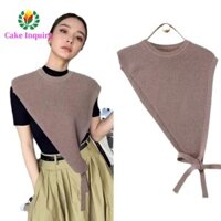 Khăn choàng dệt kim nữ SAHRAI, Khăn choàng đeo chéo cổ điển màu trơn, Áo Vest thiết kế thích hợp cao cấp thời trang xiên vai xiên tam giác cho áo sơ mi