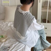 Khăn choàng dệt kim sọc SAINTY, Khăn dệt kim màu trơn mũi, Áo quấn thanh lịch Áo choàng vai cổ giả Khăn len nữ