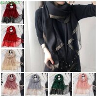 Khăn choàng Hijab nữ BLAZESKY, Khăn lụa sang trọng hạt lớn, Khăn đầu Turban Băng đô Bảo vệ tia cực tím Quấn Khăn Organza Đi biển