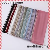 Khăn choàng Hijab voan bong bóng UOOTHASHASOME, Khăn che mặt ngoài trời chống gió quấn đầu Ramadan Khăn dài, Khăn trùm đầu chống nắng đi biển bằng kim cương giả màu trơn