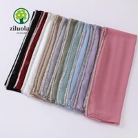 Khăn choàng Hijab voan bong bóng ZILUOLAN, Khăn choàng che mặt màu trơn Ramadan, Khăn quàng cổ bằng kim cương giả ngoài trời chống gió quấn đầu đi biển Khăn trùm đầu chống nắng