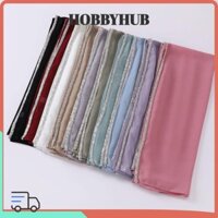 Khăn choàng Hijab voan bong bóng HOBBYHUB, Khăn choàng đầu chống gió ngoài trời bằng kim cương giả Ramadan Khăn dài, Khăn trùm đầu chống nắng đi biển màu trơn