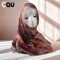 Khăn choàng in hoa CQU, Khăn trùm đầu Cotton Rayon thoáng khí, Khăn trùm đầu nữ dài màu nước mềm mại thông thường