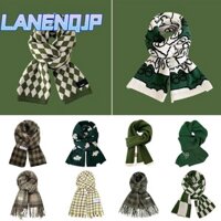 Khăn choàng kẻ sọc mùa đông LANENQJP, Khăn choàng nữ Cashmere giả màu xanh lá cây sao Hỏa, Chăn ấm dày chống gió thời trang mềm mại