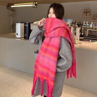 Khăn Choàng Len Cừu Kẻ Sọc Màu Sắc gradient Phong Cách Hàn Quốc Dành Cho Nữ
