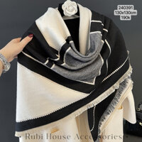 khăn choàng len đa năng hoạ tiết kẻ sọc size 130*130cm