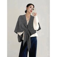Khăn choàng len hình tam giác phong cách đường phố cho phụ nữ, giữ ấm cổ mùa thu và đông, khăn choàng lớn màu sắc đơn giản cho phòng điều hòa và sử dụng ngoài trời