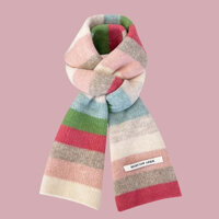 Khăn Choàng Len Kẻ Sọc Màu Sắc Tương Phản Phong Cách Hàn Quốc Thời Trang Thu Đông Cho Nữ