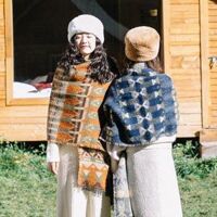 Khăn choàng len quàng cổ thu đông cao cấp phong cách retro vintagchất cashmere dày họa tiết snow mountain size 20060cm - Mã LE70 Lemon SA - Vàng nâu