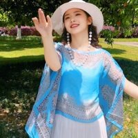 Khăn choàng lớn in hoa mùa hè, áo chống nắng, Khăn voan đi xe đạp, khăn đi biển kiểu mỏng siêu lớn che nắng cho nữ đi biển