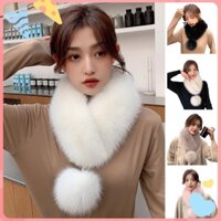 Khăn Choàng Lông Giả Màu Trơn Dày Dặn Giữ Ấm Mùa Đông Cho Nữ