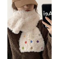 Khăn choàng lông trắng kiểu dáng tương tự cho phụ nữ, mùa đông ấm áp, dày dạn, đa năng, phong cách, giữ ấm cổ