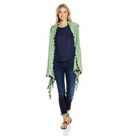 Khăn Choàng Lụa Nữ La Fiorentina Women's Silk Blend Long Kimono With Tassel Fringe (Xanh)