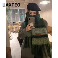 Khăn choàng Mohair UAXPEO, Khăn choàng tua rua mùa đông bằng sợi Acrylic dày, Khăn quàng cổ đa năng ấm áp thời trang