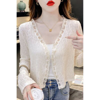 Khăn choàng mỏng cho phụ nữ, phong cách Hàn Quốc, áo ren mới dài tay siêu ngọt ngào tươi mát