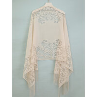 Khăn choàng mùa hè mẫu mới nữ sườn xám ren mỏng phối bên ngoài áo choàng tua rua khăn quàng cổ hai công dụng màu be