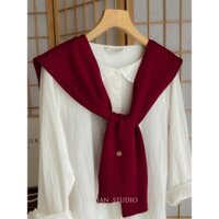 Khăn choàng nhỏ đan len đỏ Xin'an Kerah cho phụ nữ, khăn quàng thời trang và phong cách cho mùa xuân và mùa thu