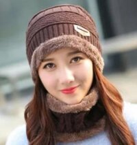 khăn choàng nữ kèm Mũ nón len nữ dn19111602 - nâu