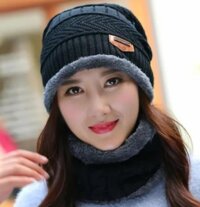 khăn choàng nữ kèm Mũ nón len nữ dn19111602 - đen