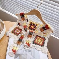 Khăn choàng phong cách dân tộc Móc ngoài Hoa rỗng Cổ áo giả cao cấp nữ Áo ghi lê nhỏ mùa thu cao cấp cho mọi trận đấu20250331