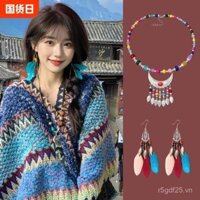 Khăn choàng phong cách dân tộc, Lệ Giang, Vân Nam, Tây Tứ Xuyên, mặc du lịch, áo choàng dệt kim Tân Cương Tây Tạng, khăn choàng, khăn quàng cổ nữ