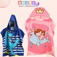 Khăn choàng tắm cho bé có mũ trùm đầu thấm nước tốt nhiều họa tiết cho bé yêu