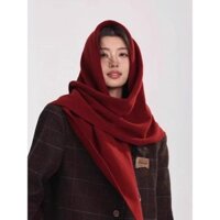 Khăn choàng tam giác bằng len hỗn hợp cho phụ nữ, thời trang Hàn Quốc mùa thu đông 2024, khăn choàng ấm áp đa năng với họa tiết sọc