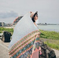 Khăn choàng thổ cẩm đi biển thời trang, chất đẹp, size 190 x 95cm  KC002 - SKC08